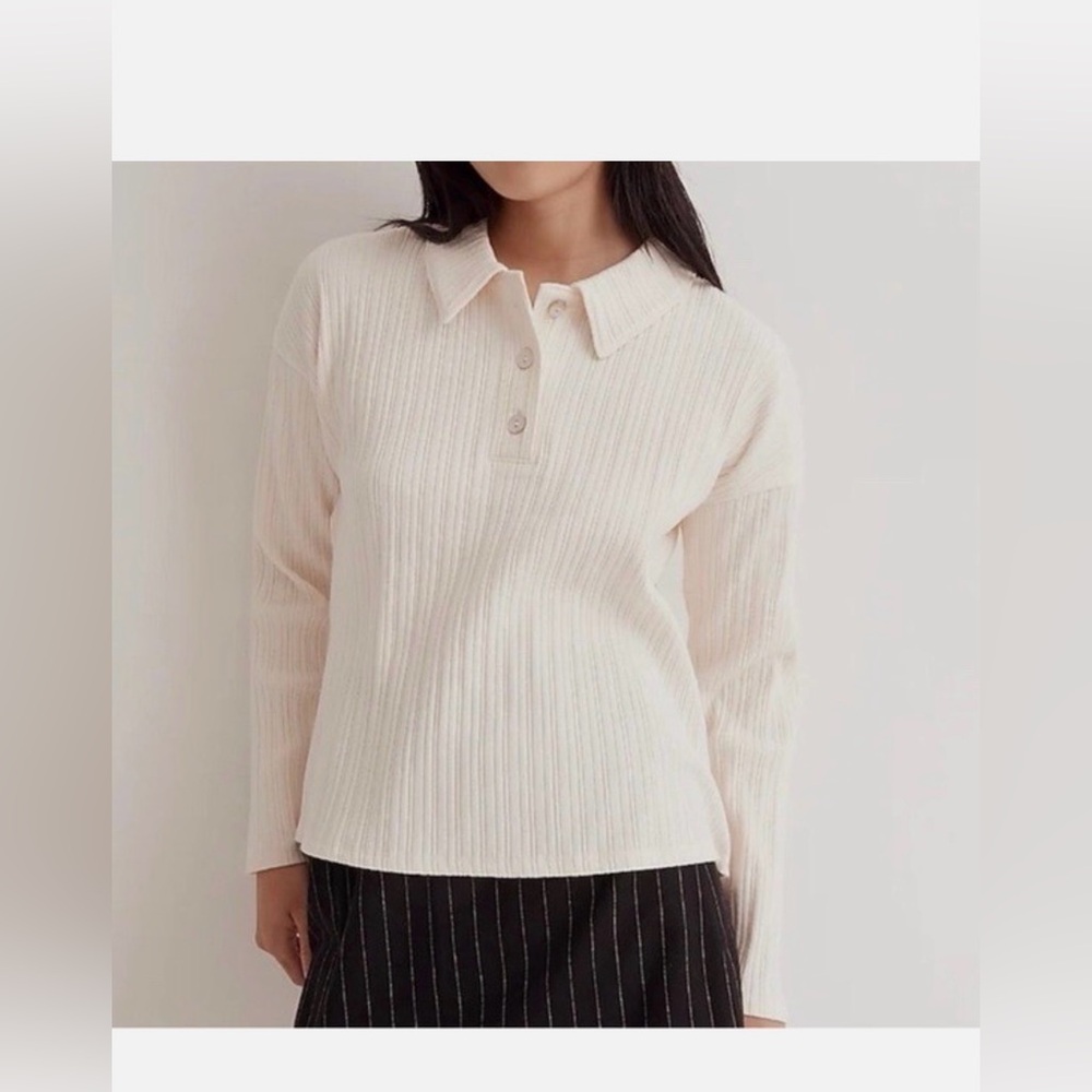 NWOT Madewell Variegated Rib Boxy Polo Shirt